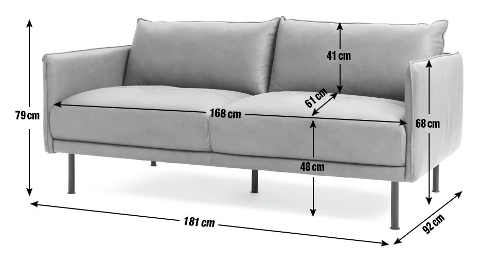 Habitat Moore Leather 3 Seater Sofa - Dark Grey - Image 4