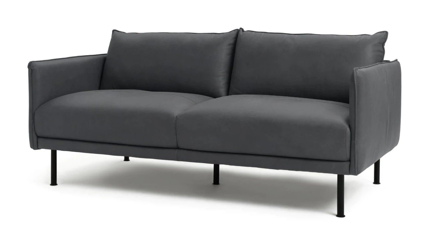 Habitat Moore Leather 3 Seater Sofa - Dark Grey - Image 5