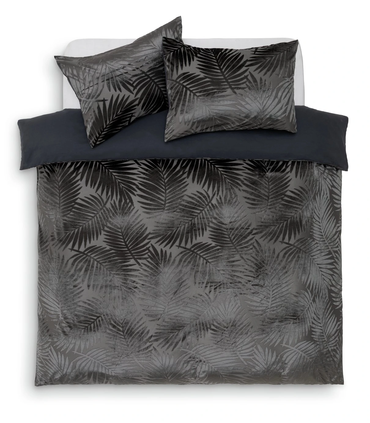 Habitat Velvet Feather Charcoal Bedding Set - Double - Image 3