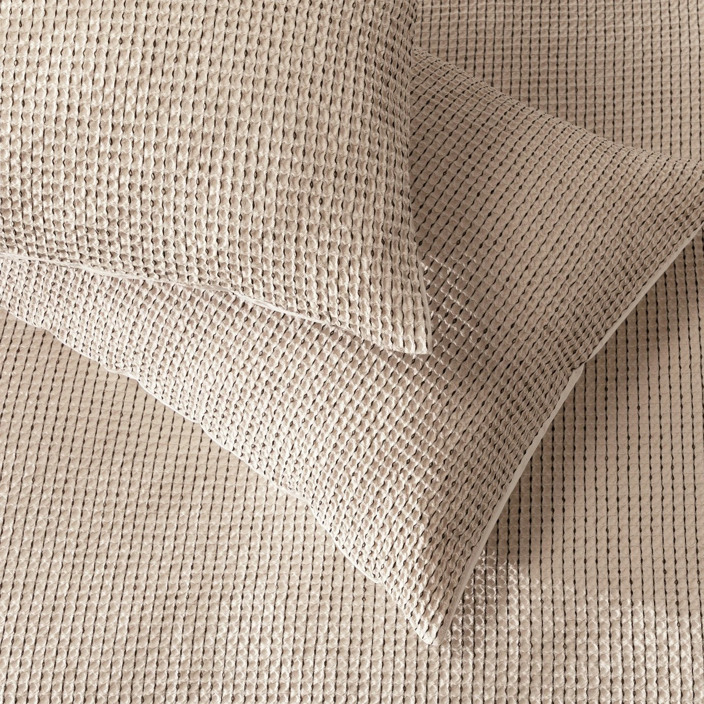 Habitat Cotton Contrast Waffle Beige Bedding Set - Single - Image 3