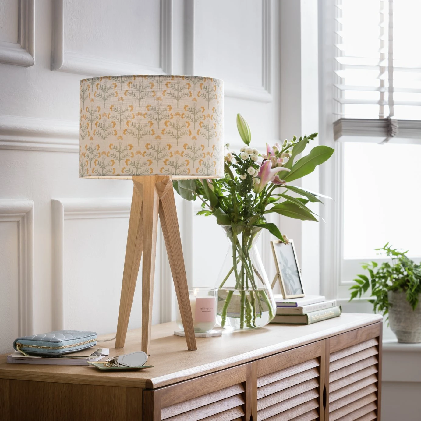 Habitat Floral Print Faux Linen Shade - Cream And Orange - Image 2