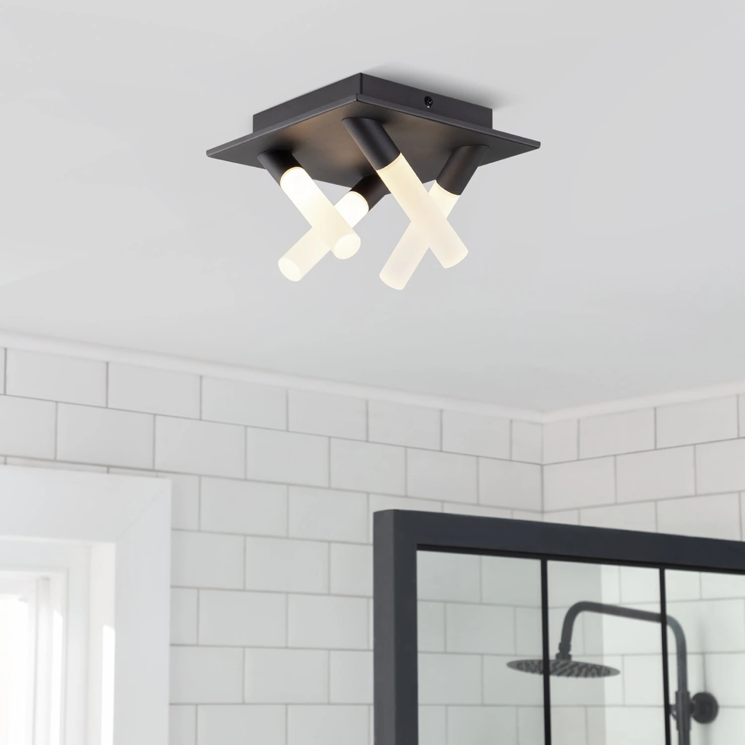 Habitat Metal 4 Light LED Bathroom Flush Ceiling Light-Black