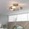 Habitat Ribbed Metal 3 Light Bathroom Ceiling Light - Gold