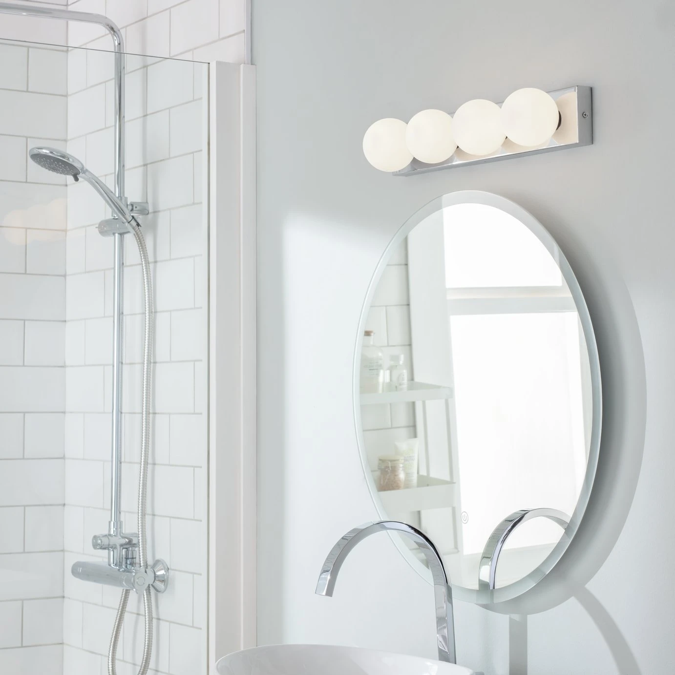 Habitat Metal 4 Light Bathroom Wall Light - Chrome - Image 5