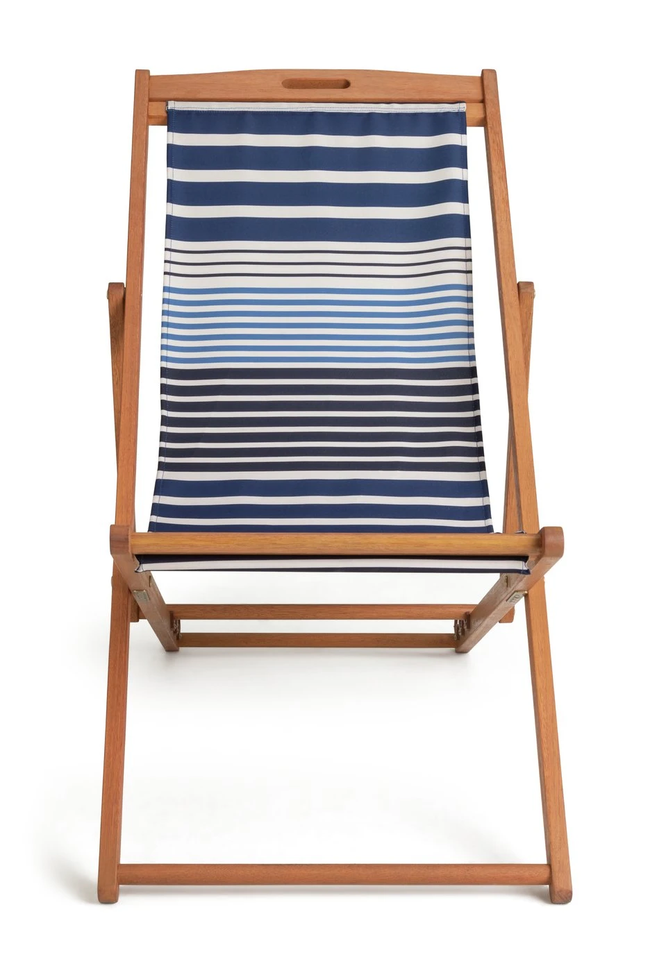 Habitat Folding Wooden Garden Deck Chair - Blue - Image 6