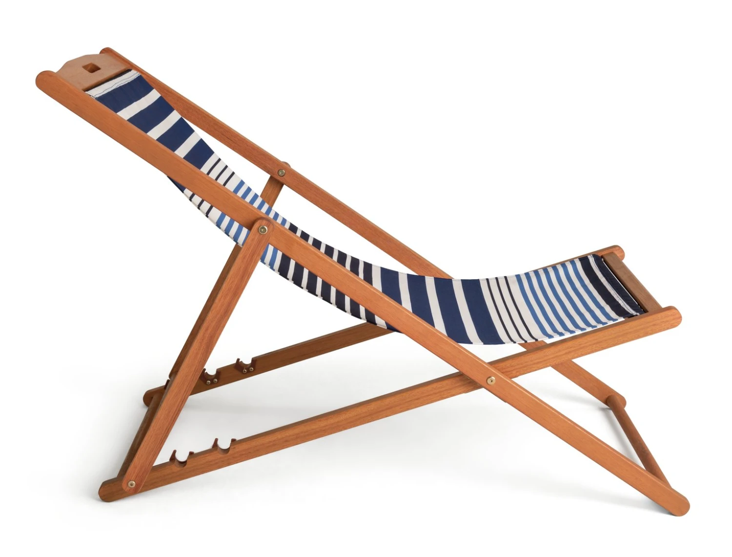 Habitat Folding Wooden Garden Deck Chair - Blue - Image 8