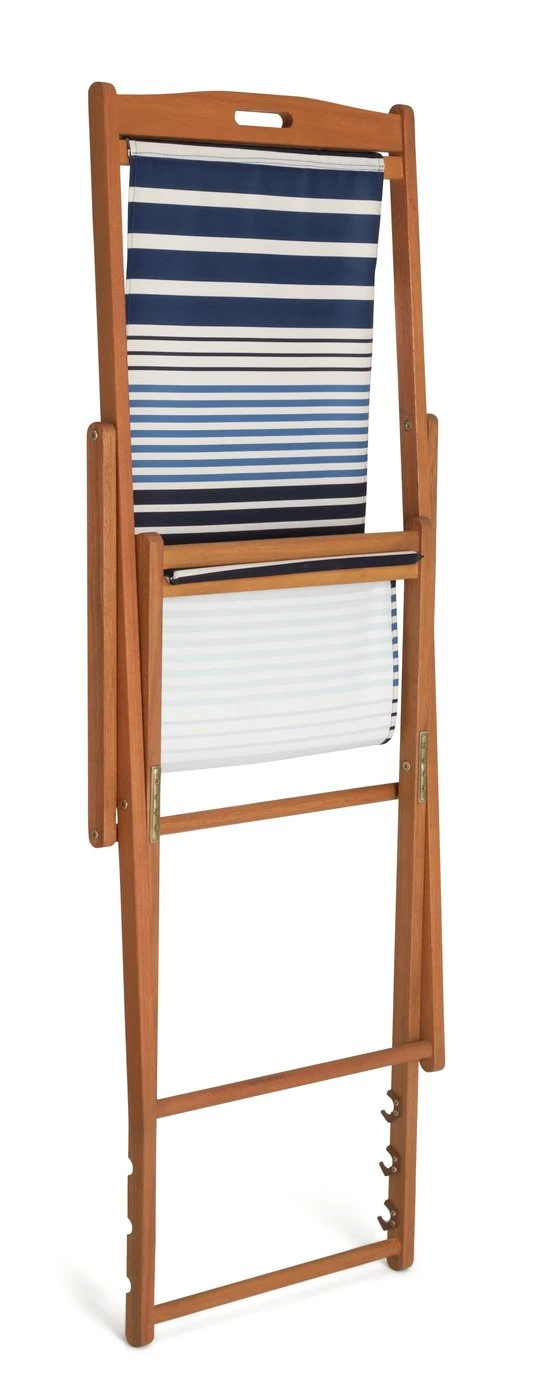 Habitat Folding Wooden Garden Deck Chair - Blue - Image 10
