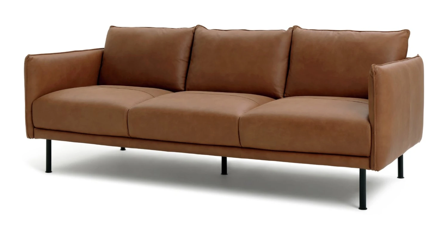 Habitat Moore Leather 4 Seater Sofa - Tan - Image 5