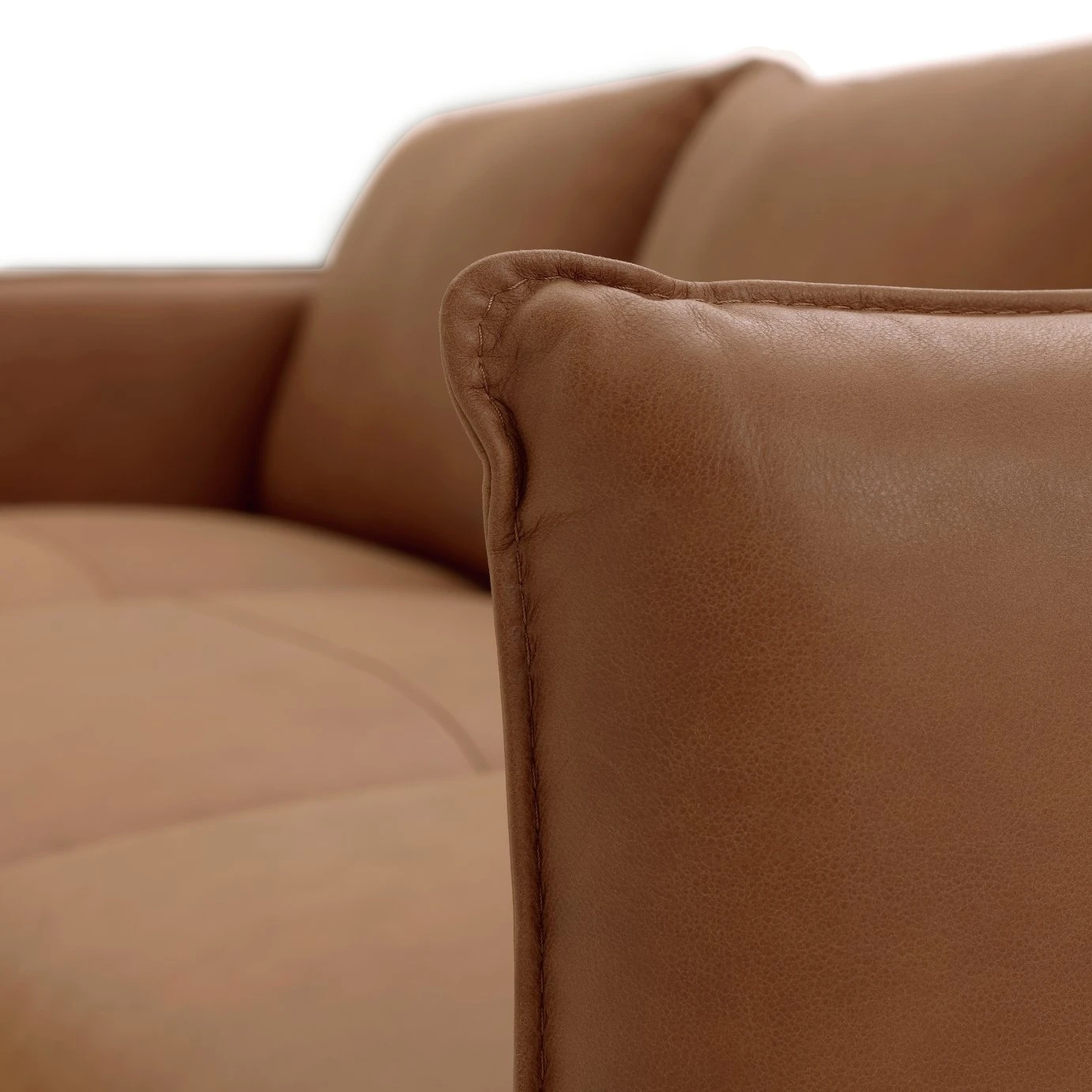 Habitat Moore Leather 4 Seater Sofa - Tan - Image 9