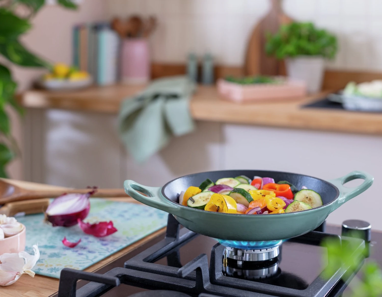 Habitat 20cm Cast Iron Enamel Coated Oven Dish - Green - Image 2