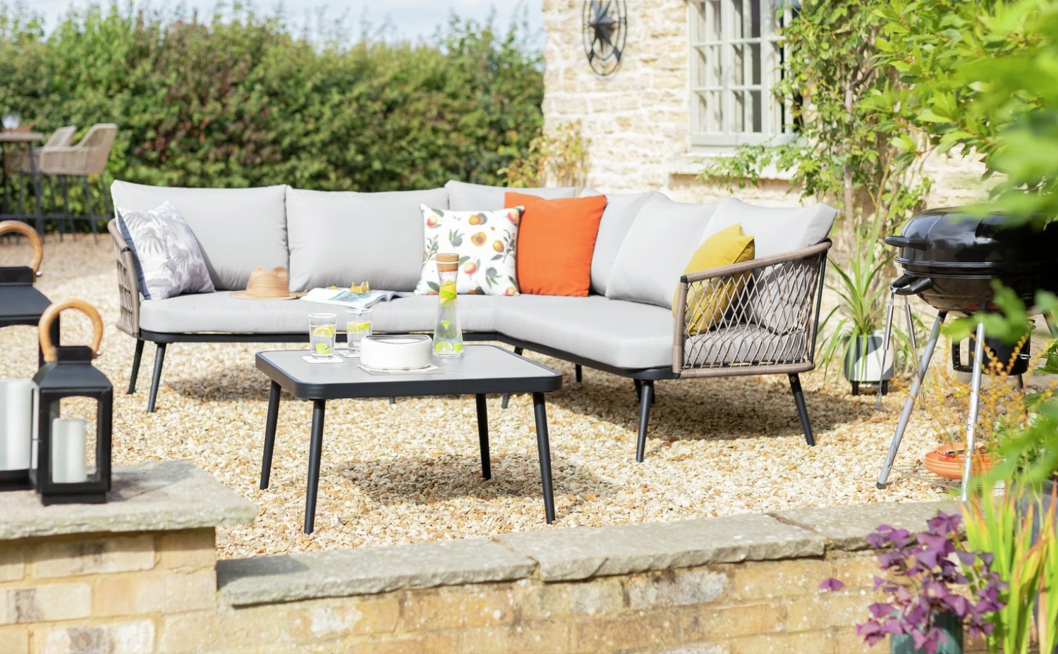 Habitat Somerset 5 Seater Metal Garden Corner Sofa Set - Image 2
