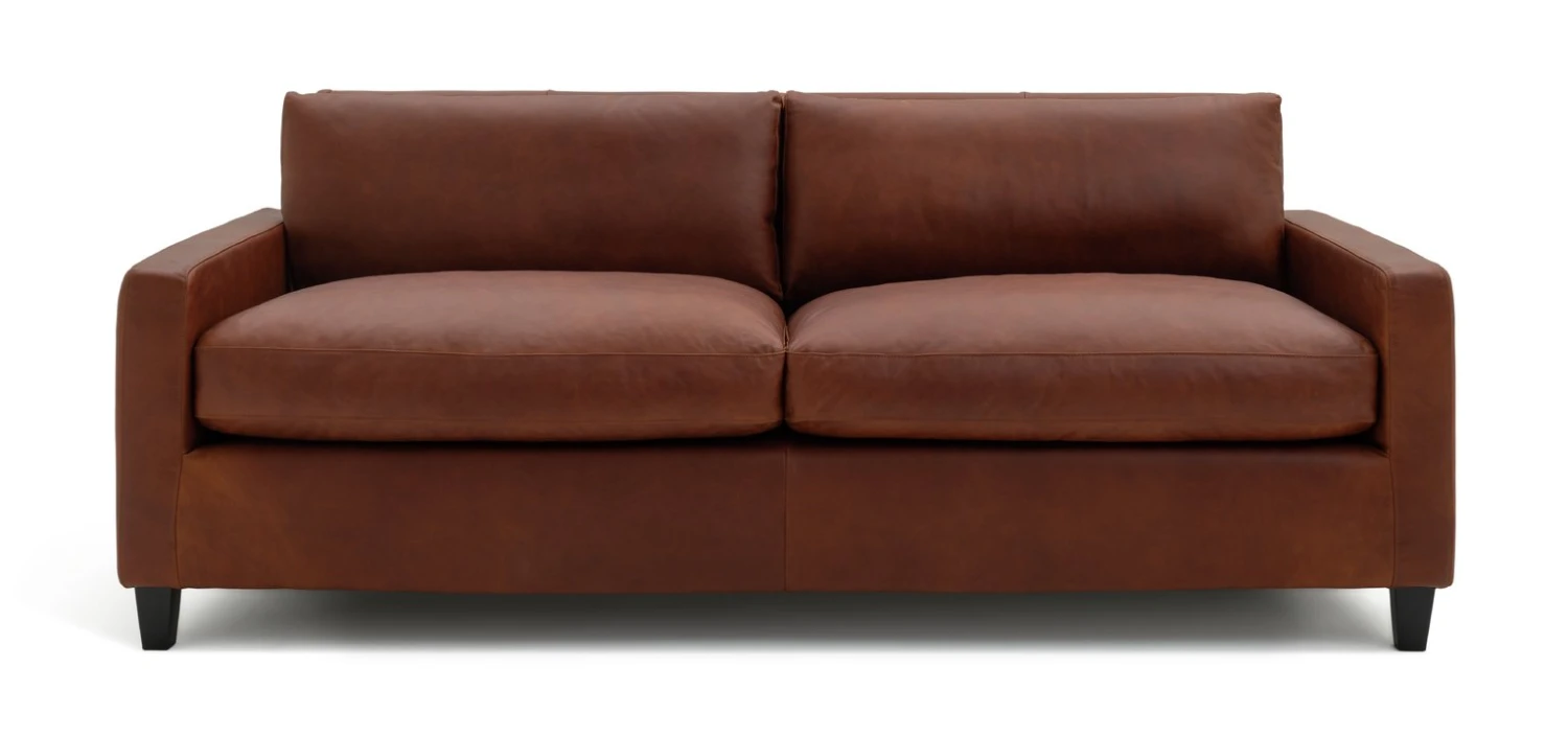 Habitat Chester Leather 3 Seater Sofa - Dark Feet - Tan
