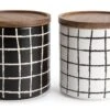 Habitat Grid Pack Of 2 Ceramic Canister - Black And White