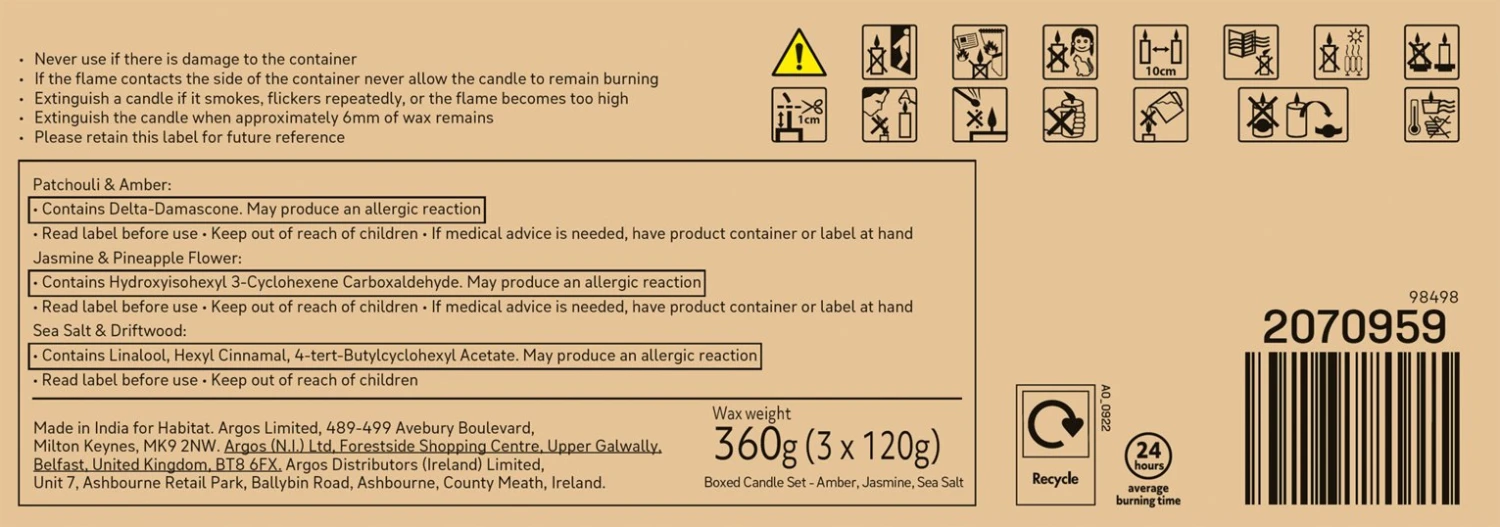 Habitat Scented Boxed Candle Set - Amber, Jasmine & Sea Salt - Image 5