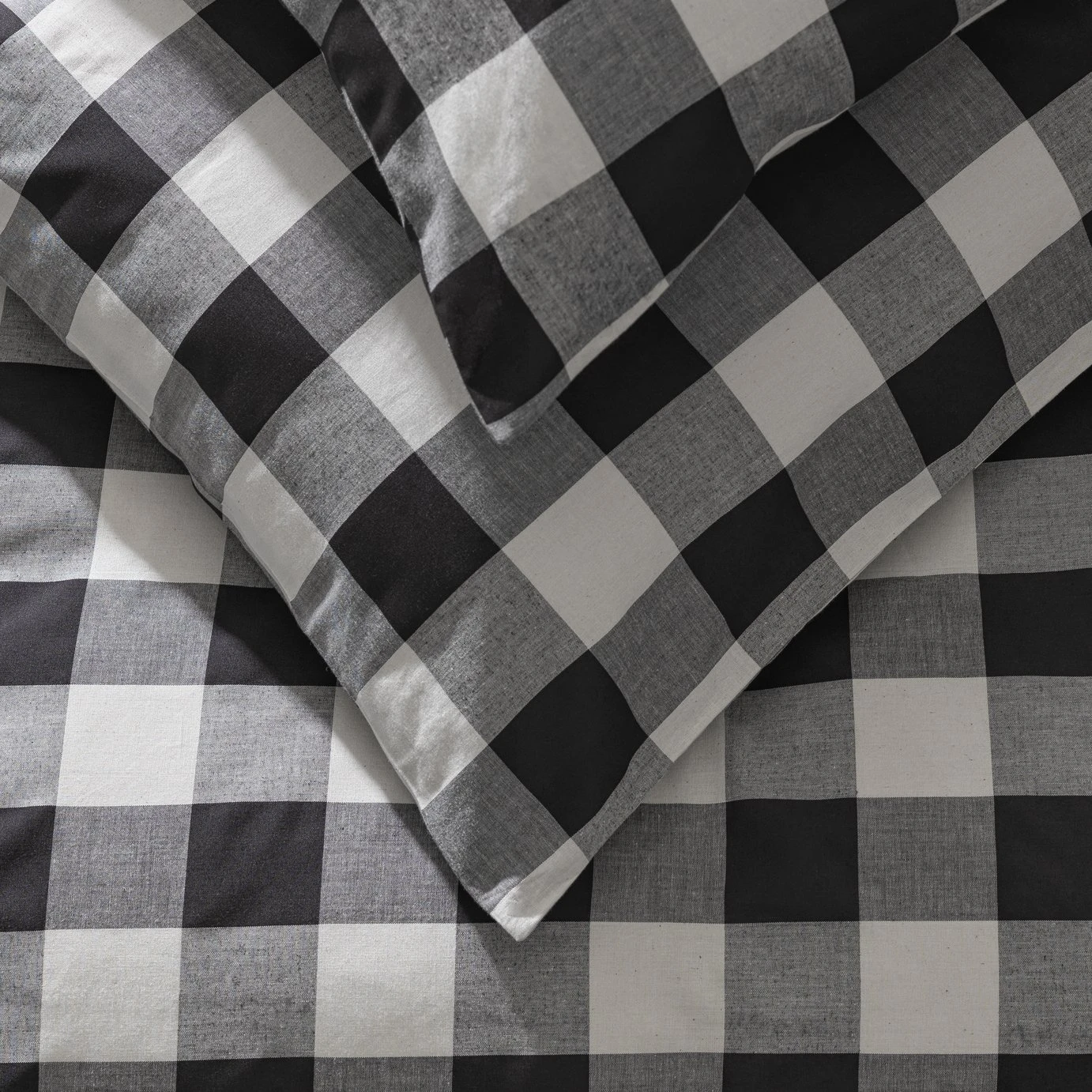 Habitat Gingham Check Black & White Bedding Set - Single - Image 4