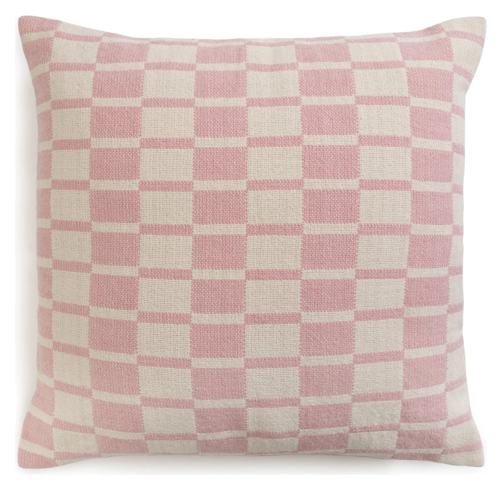 Habitat Checker Board Cushion - White & Pink - 43x43cm