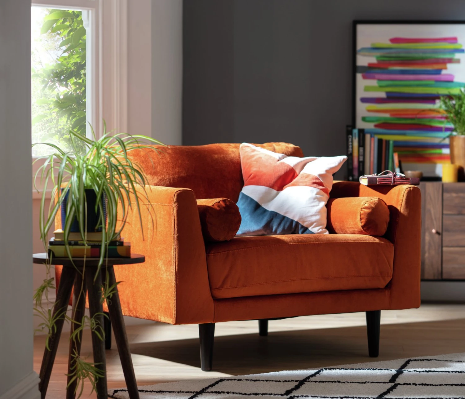 Habitat Jacob Fabric Cuddle Chair - Orange - Image 2