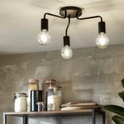 Habitat Rayner Steel 3 Light LED Flush Ceiling Light - Black