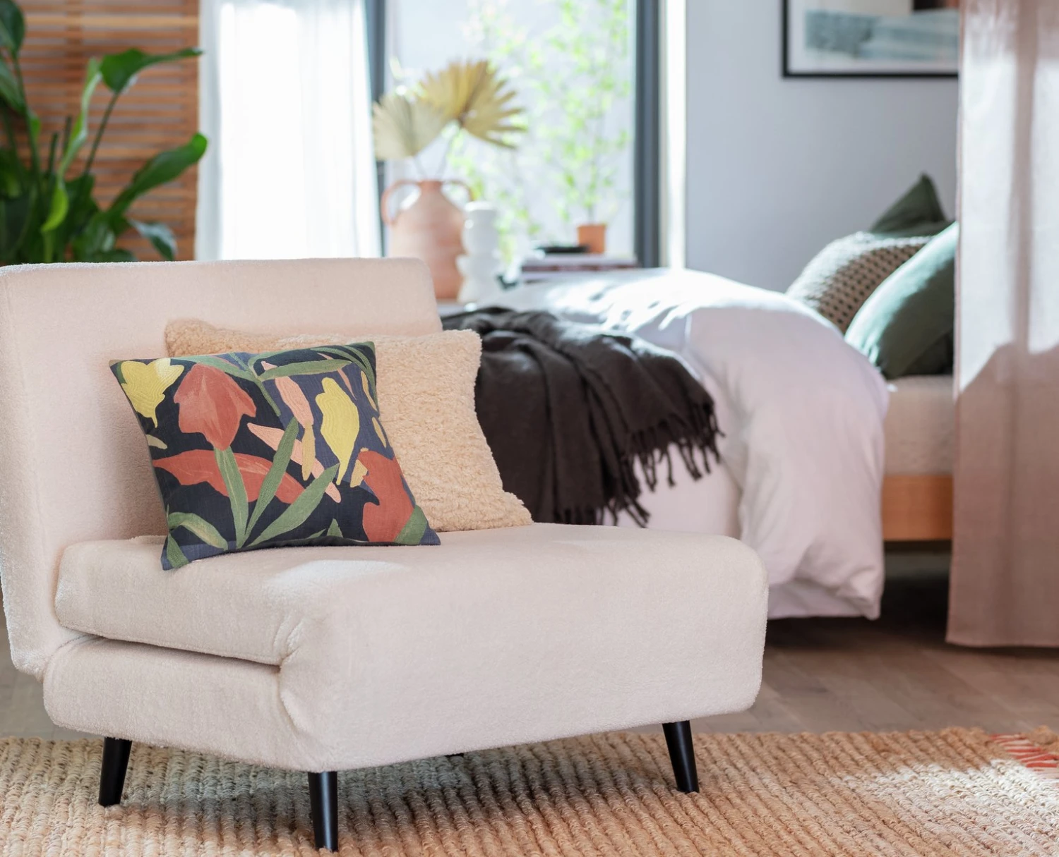 Habitat Embroidered Floral Cushion - Multicolor - 43X43cm - Image 2