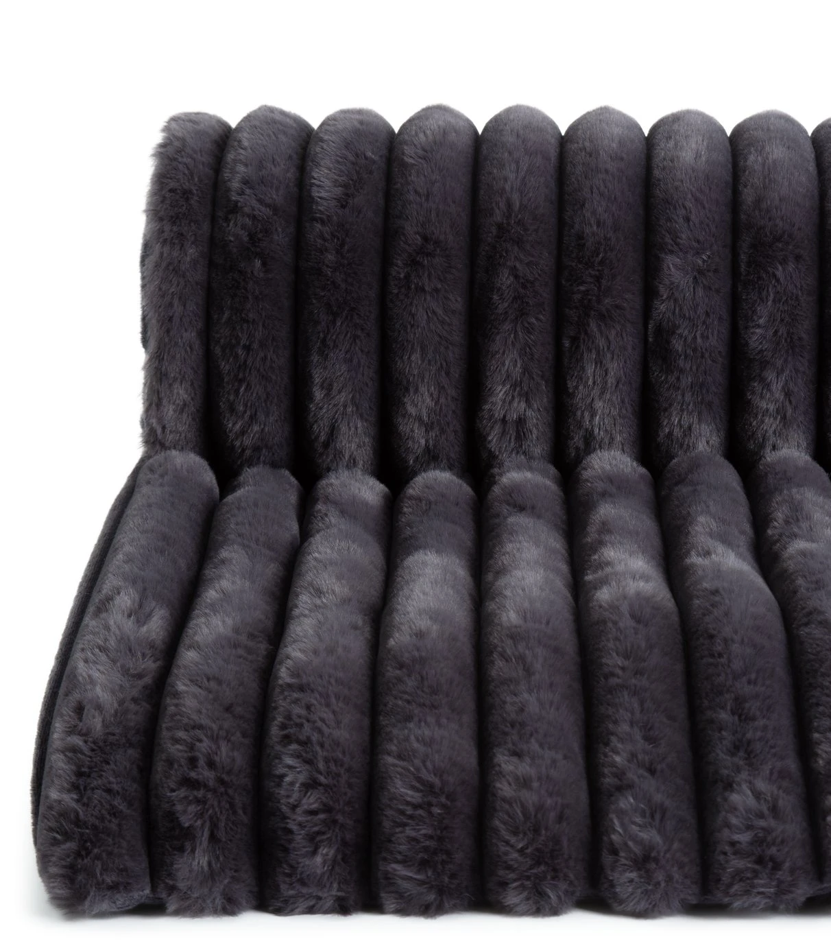 Habitat Ribbed Faux Fur Throw - Charcoal - 125X150cm - Image 4