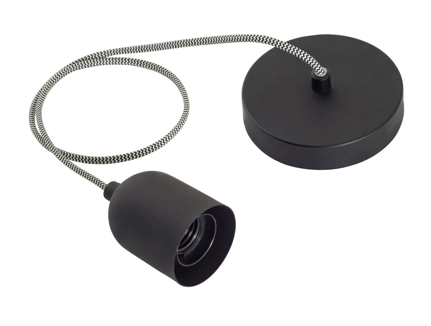 Habitat Pendant Ceiling Light - Matte Black & Herringbone - Image 2