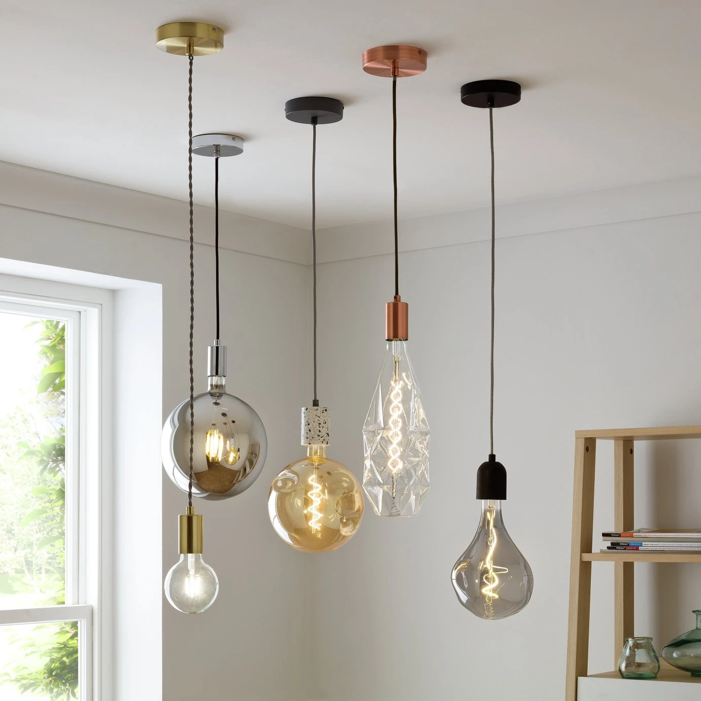 Habitat Pendant Ceiling Light - Matte Black & Herringbone - Image 5