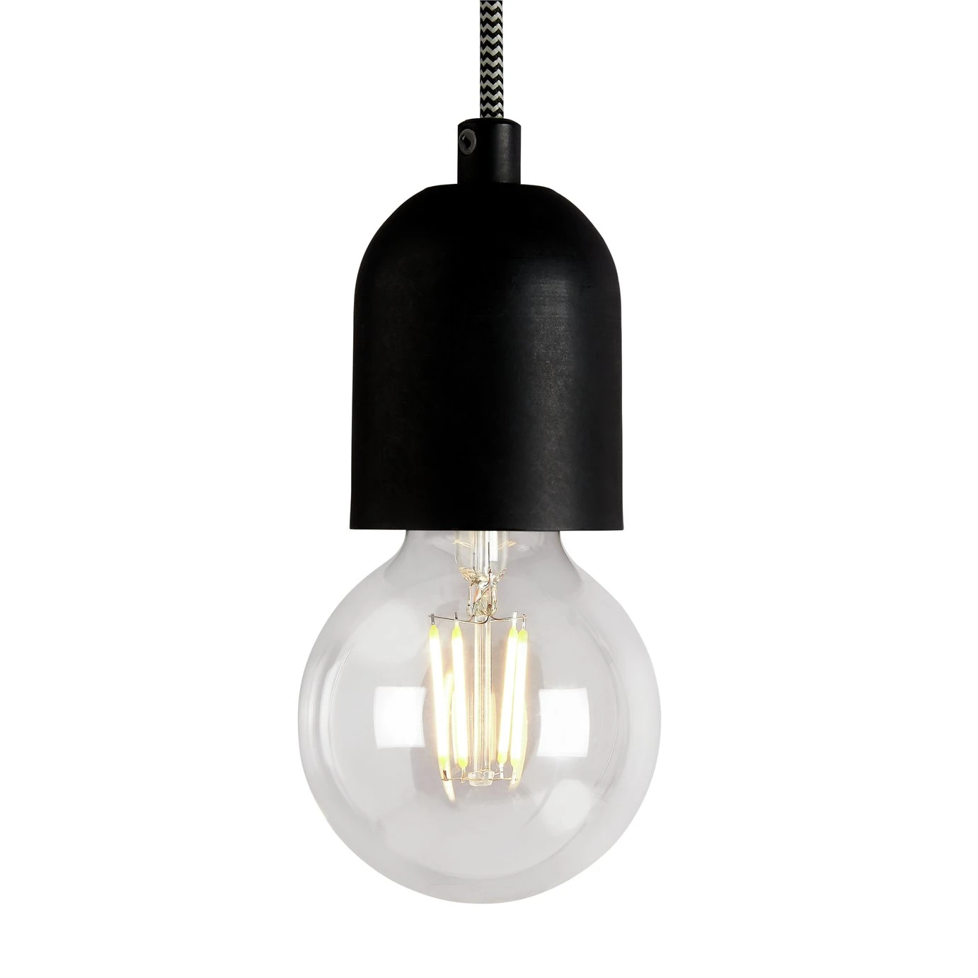 Habitat Pendant Ceiling Light - Matte Black & Herringbone - Image 3