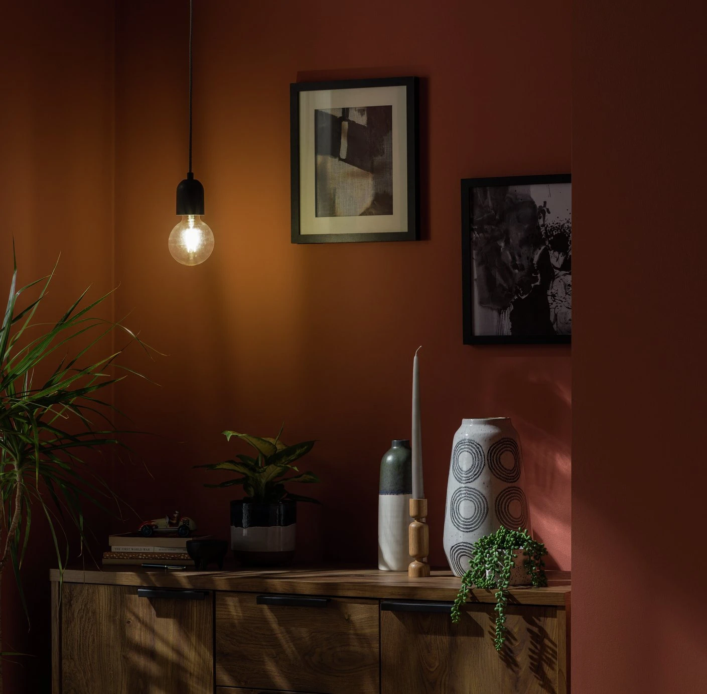 Habitat Pendant Ceiling Light - Matte Black & Herringbone - Image 6