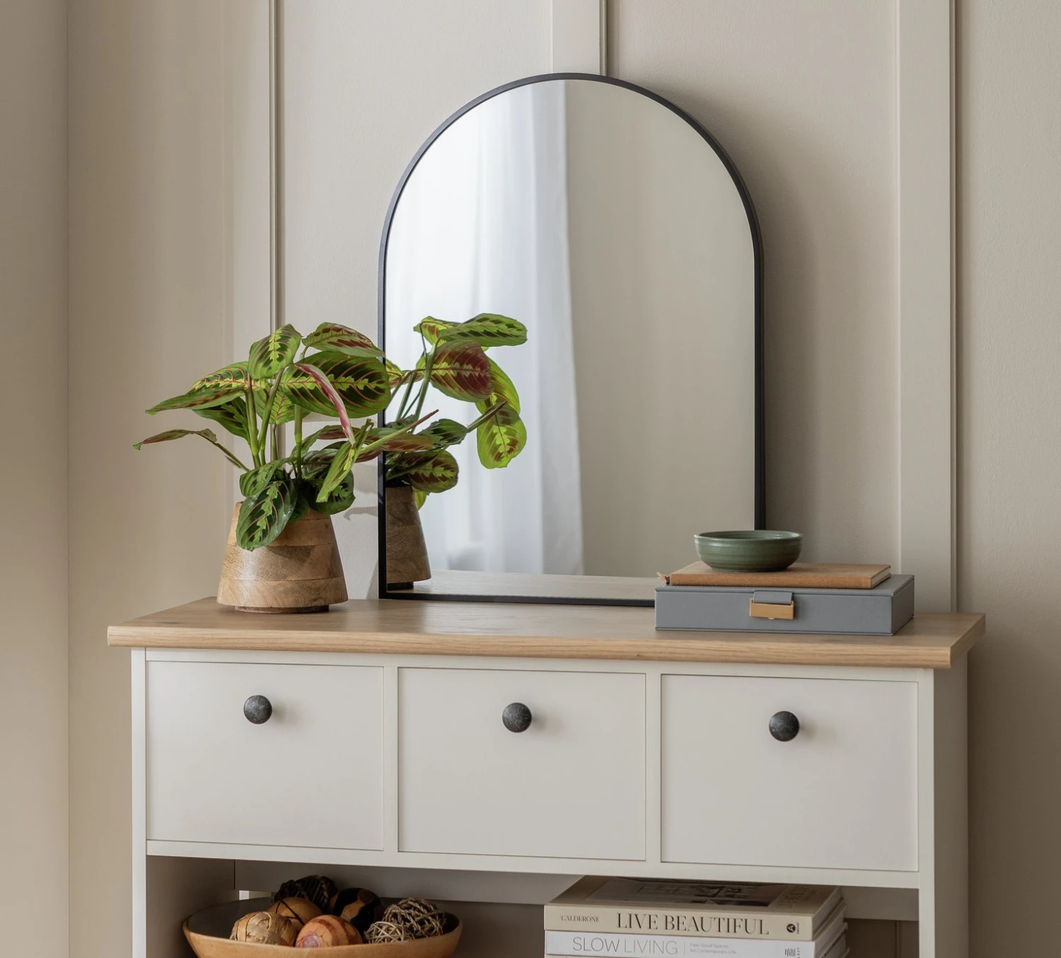 Habitat Arch Metal Wall Mirror - Black - 45x60cm - Image 2