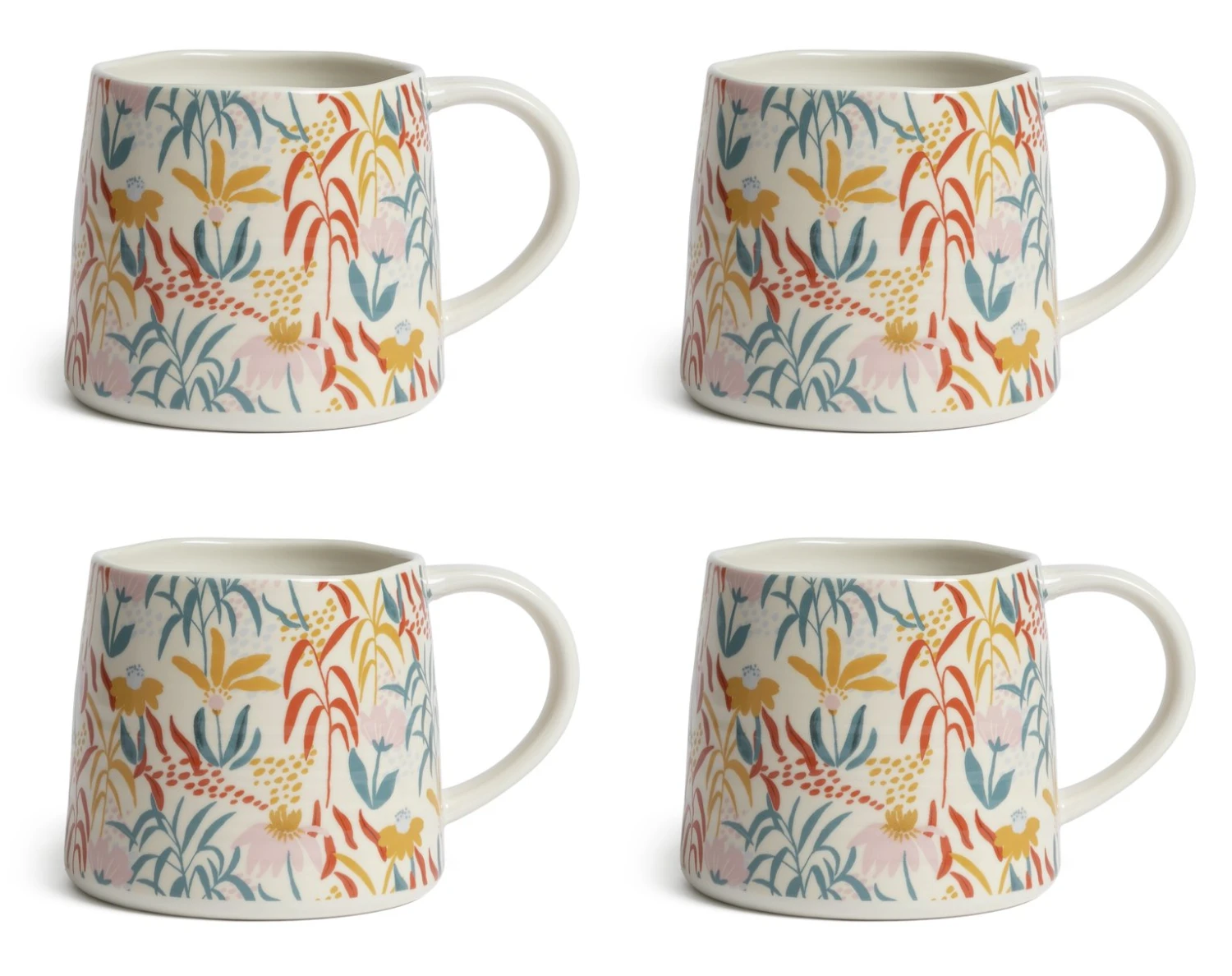 Habitat Floral Ripple Set Of 4 Mugs