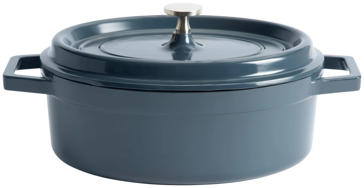 Habitat 3.6 Litre Cast Aluminium Casserole Dish - Blue