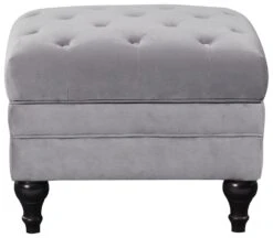 Habitat Chesterfield Velvet Storage Footstool - Light Grey
