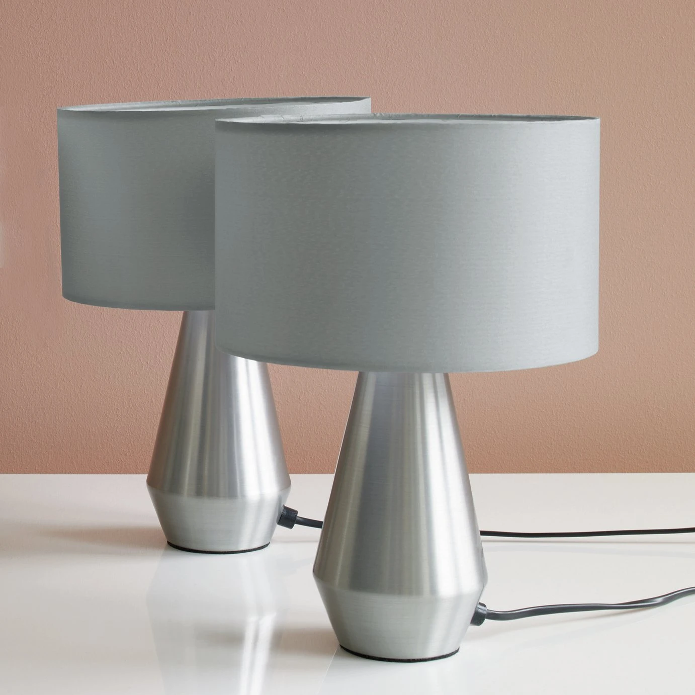 Habitat Maya Pair Of Touch Table Lamps - Silver & Cream - Image 4