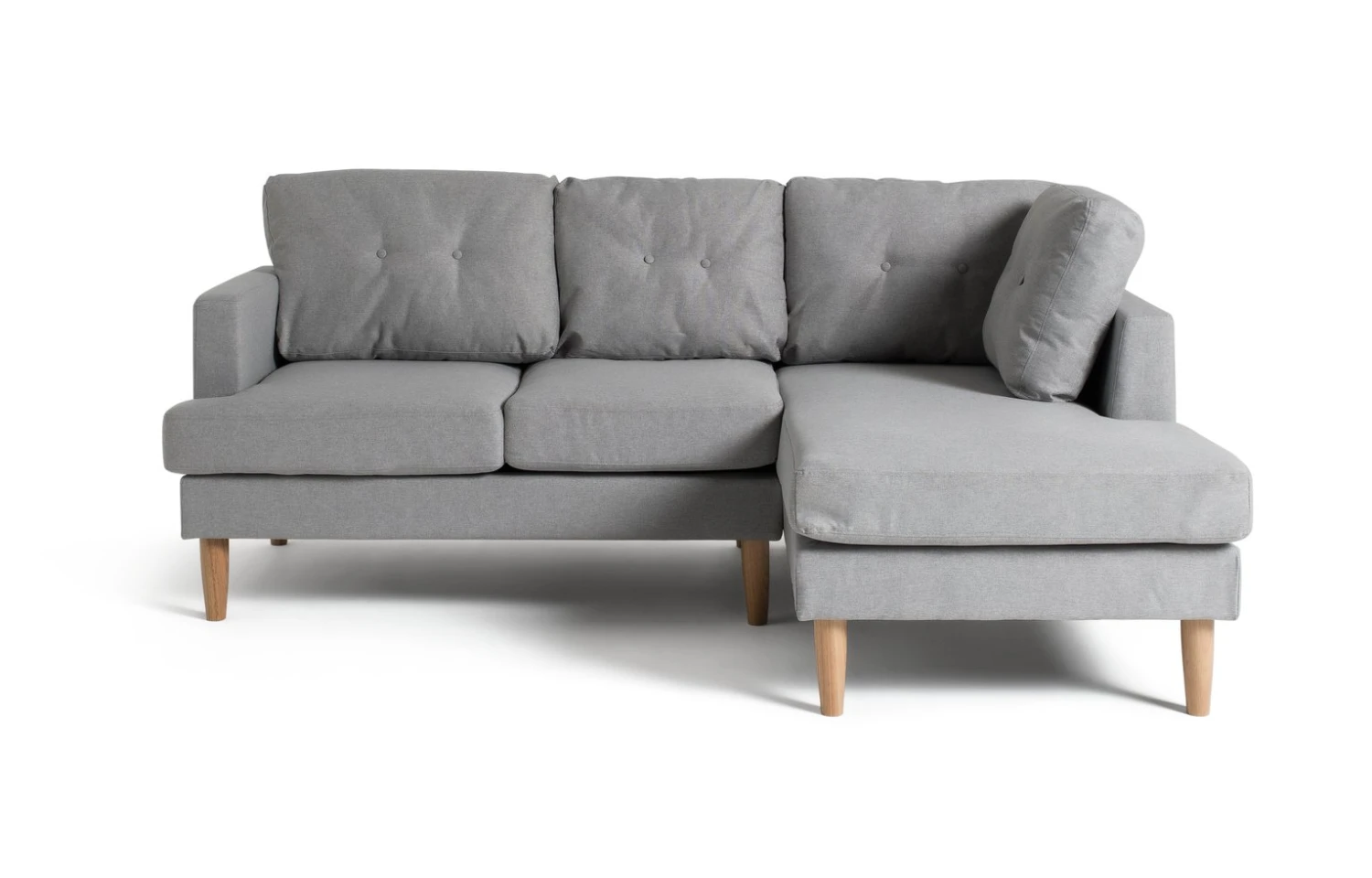 Habitat Joshua Fabric Corner Chaise Sofa - Light Grey - Image 3