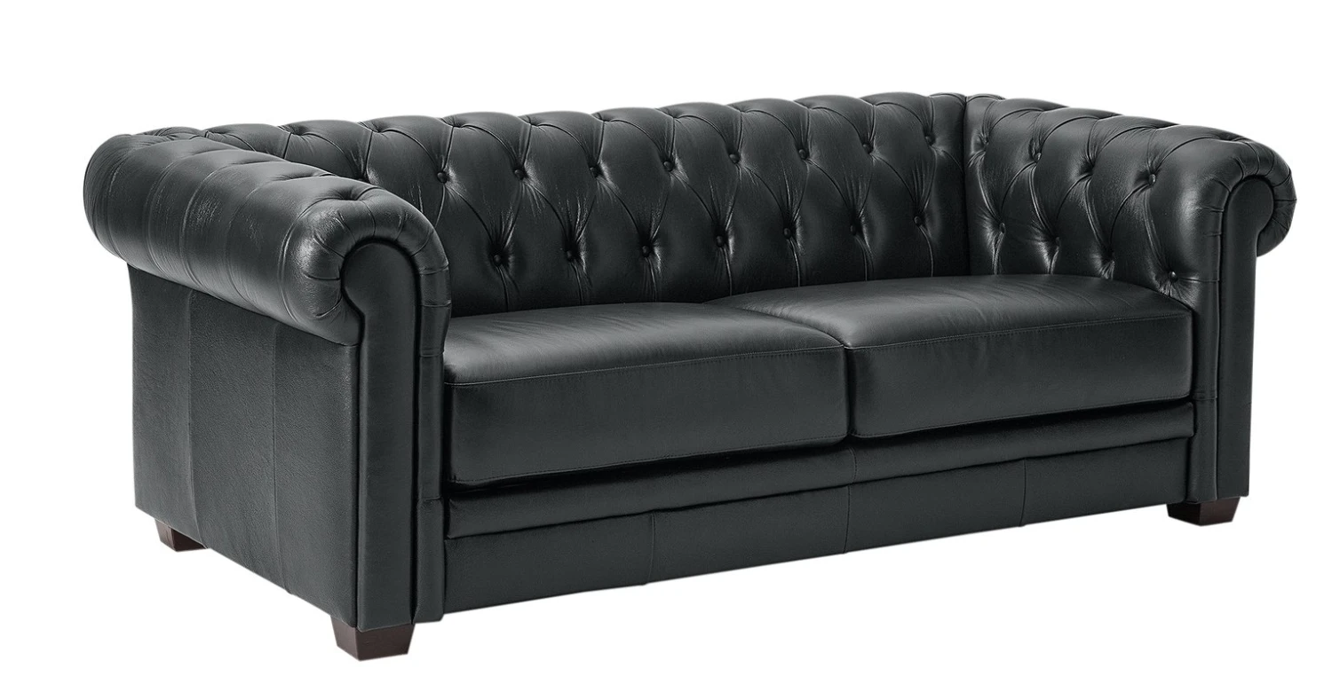 Habitat Chesterfield Leather 3 Seater Sofa - Black - Image 7