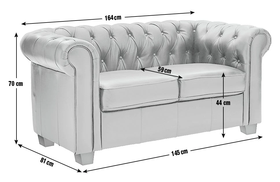 Habitat Chesterfield Leather 2 Seater Sofa - Black - Image 4