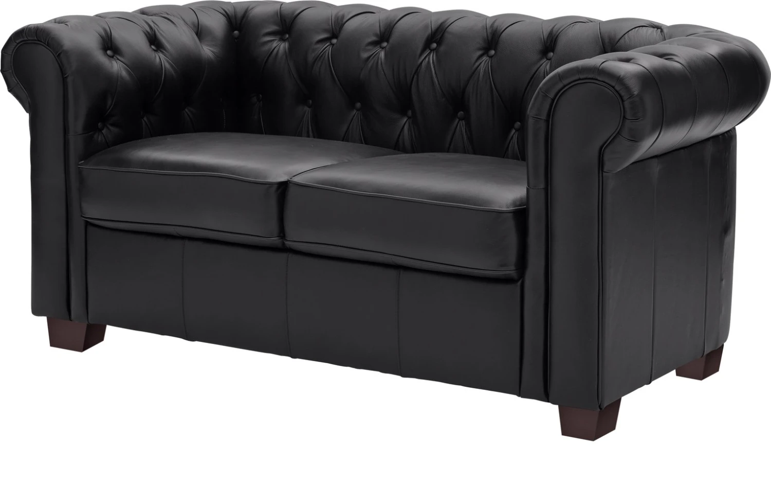Habitat Chesterfield Leather 2 Seater Sofa - Black - Image 5