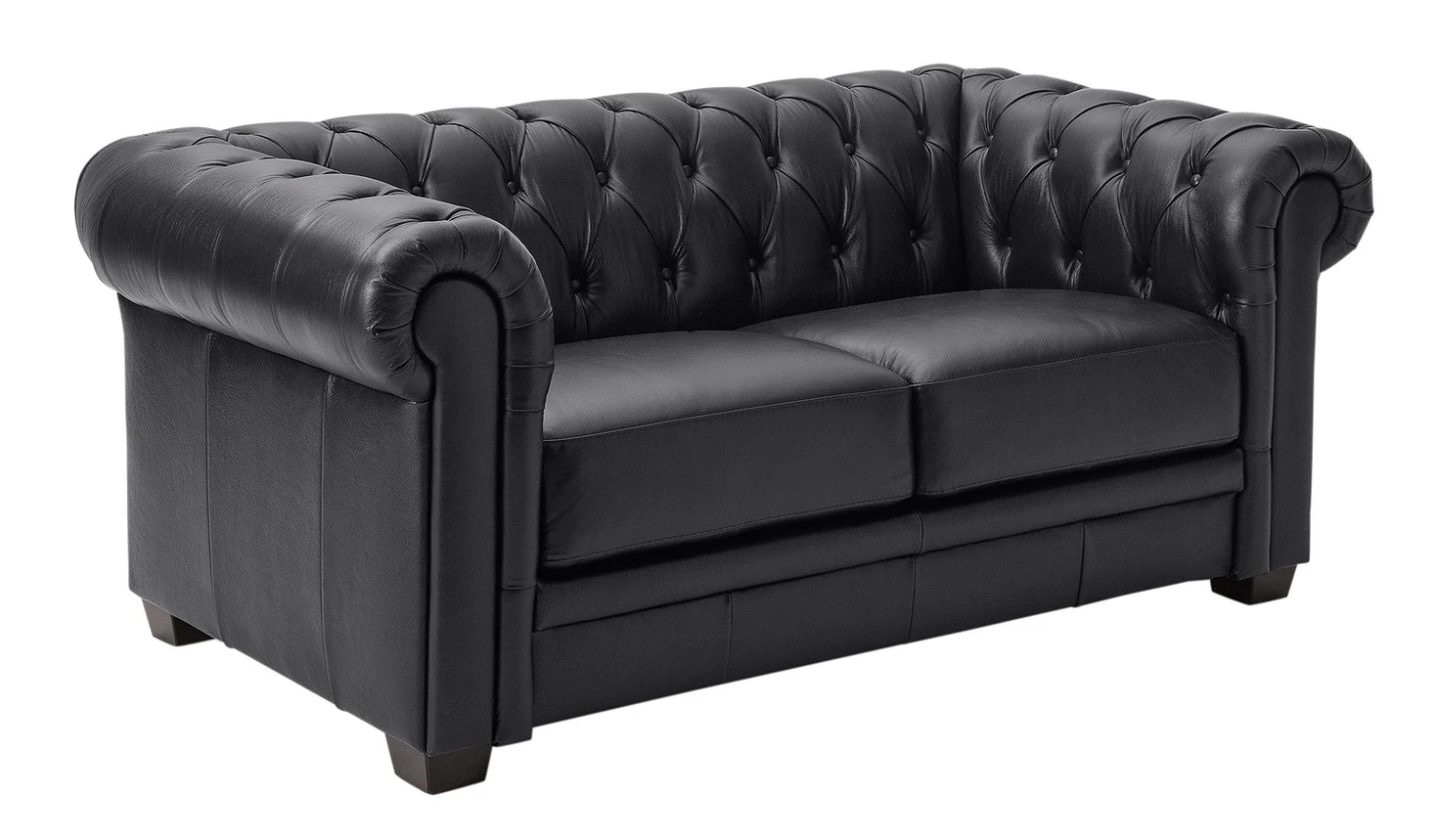 Habitat Chesterfield Leather 2 Seater Sofa - Black - Image 7