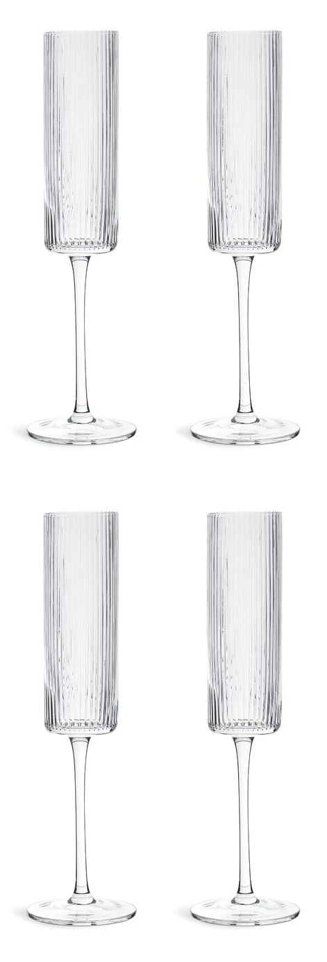 Habitat Ribbed Set Of 4 Champagne Flute
