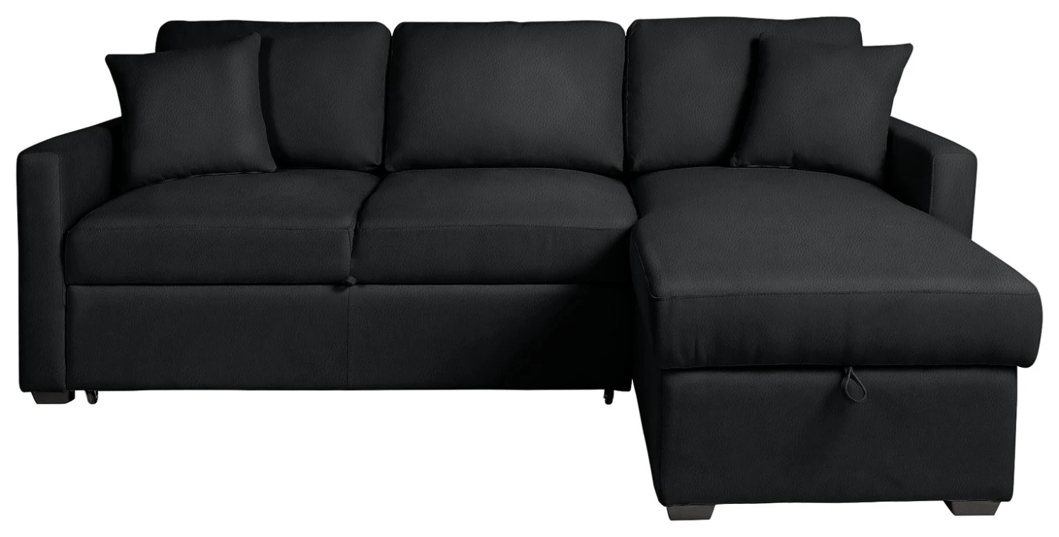 Habitat Reagan Corner Chaise Faux Leather Sofa Bed - Black