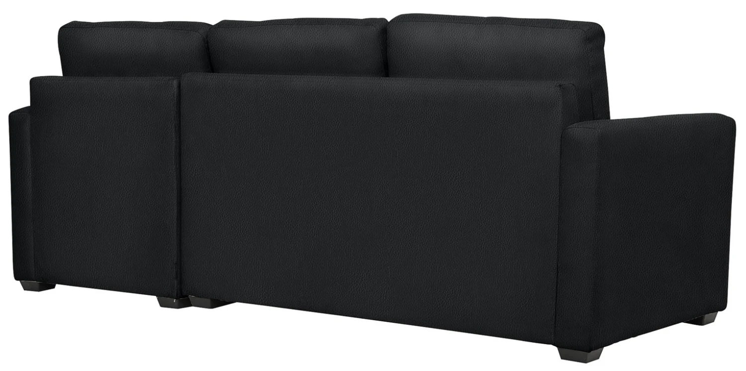 Habitat Reagan Corner Chaise Faux Leather Sofa Bed - Black - Image 4