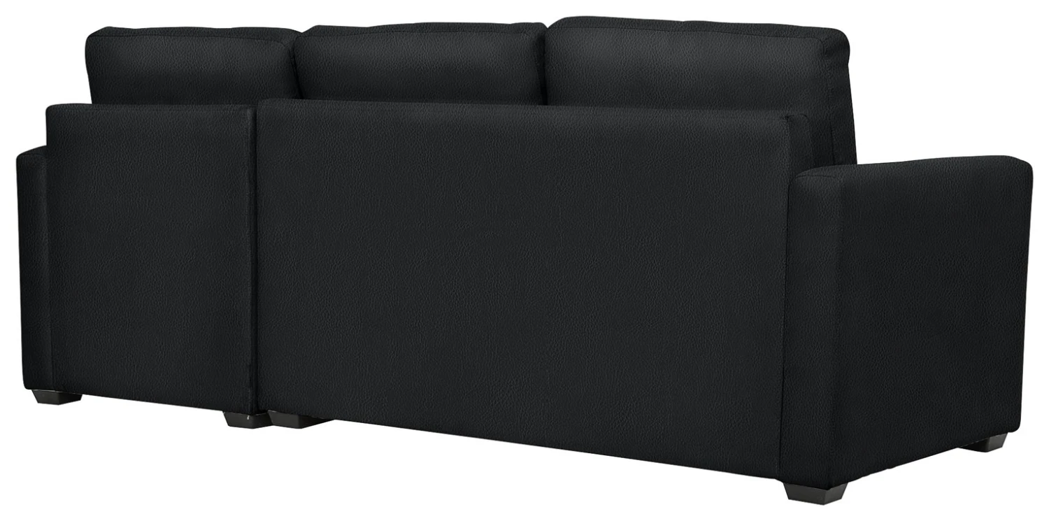 Habitat Reagan Corner Chaise Faux Leather Sofa Bed - Black - Image 5