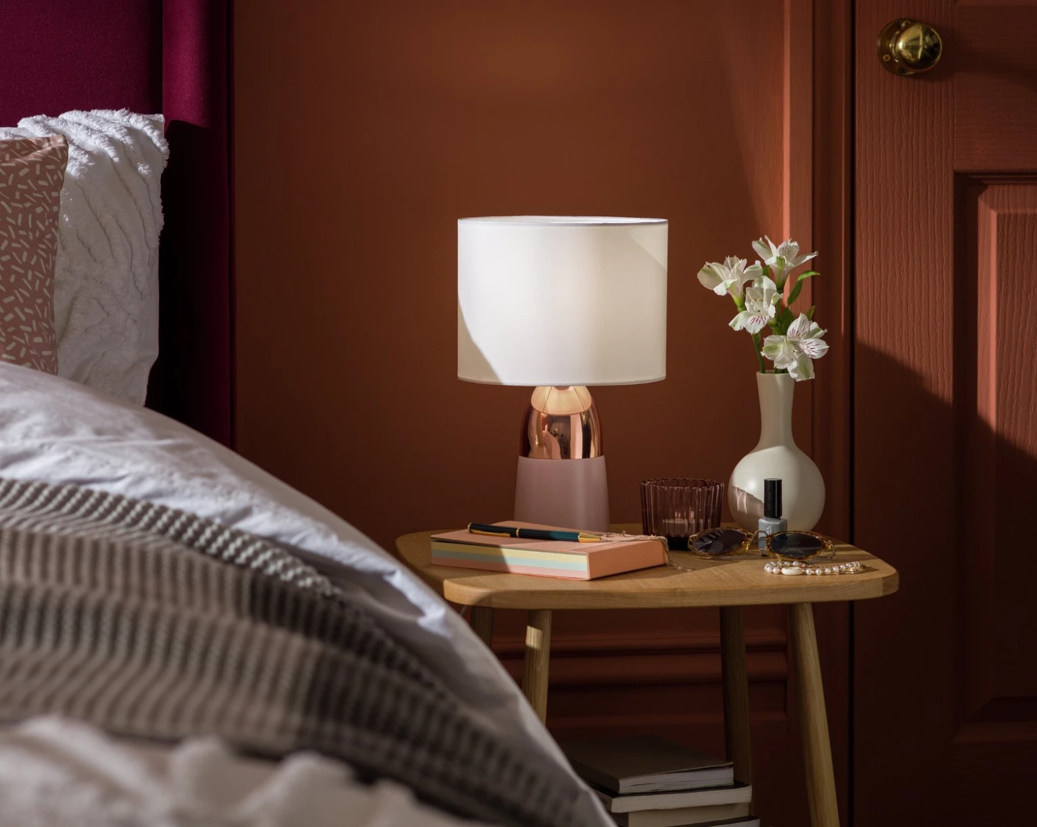 Habitat Duno Touch Table Lamp - Copper & Pink - Image 2