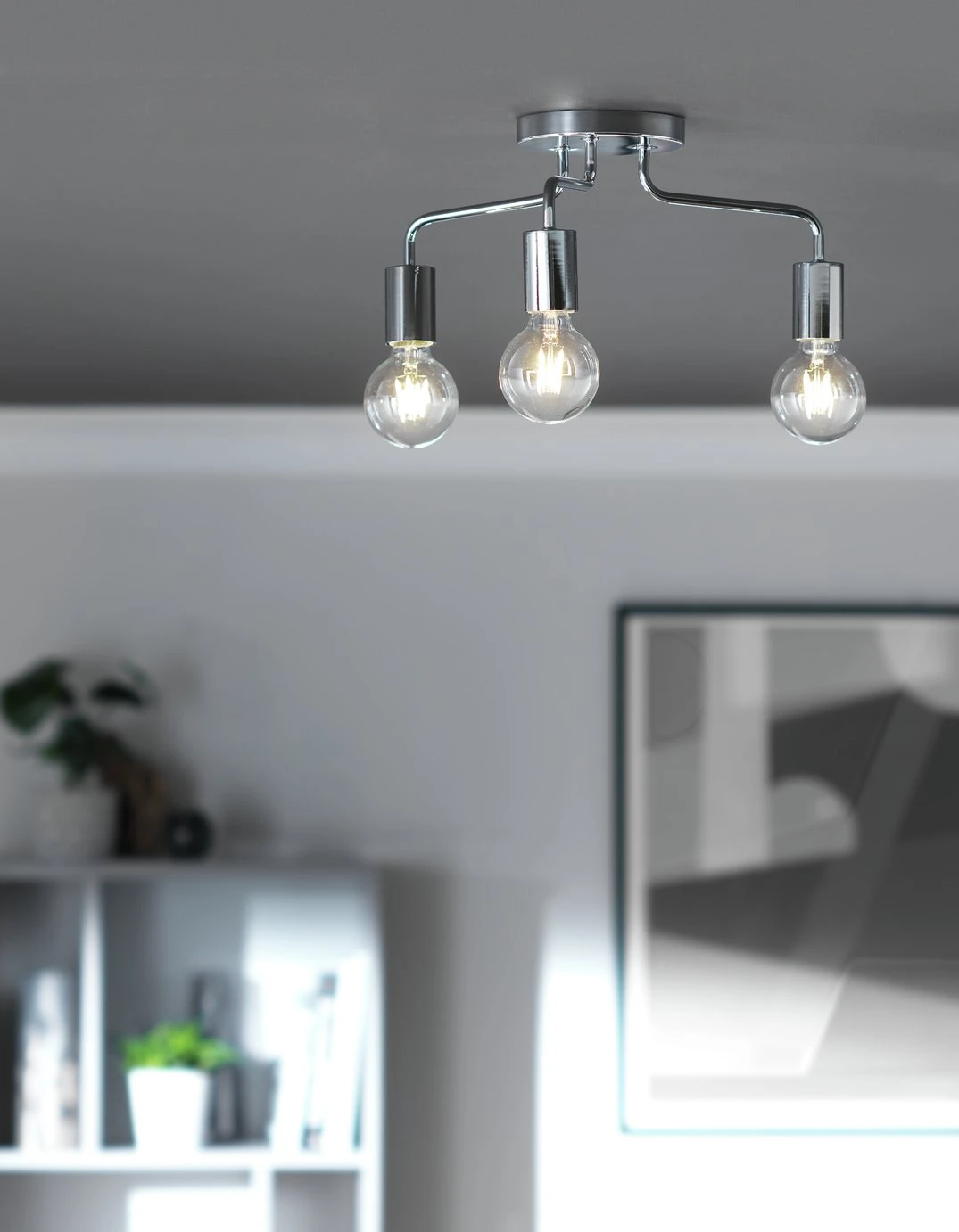 Habitat Rayner Steel 3 Light LED Flush Ceiling Light -Chrome - Image 7