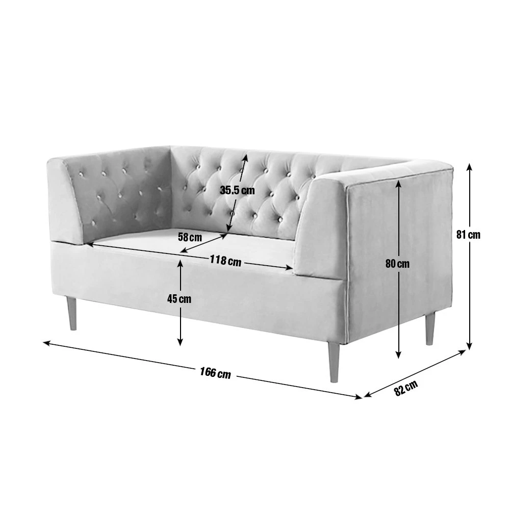 Habitat Blake Velvet 2 Seater Sofa - Navy Blue - Image 4