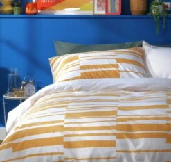 Habitat Stripe Mustard & White Bedding Set - Single