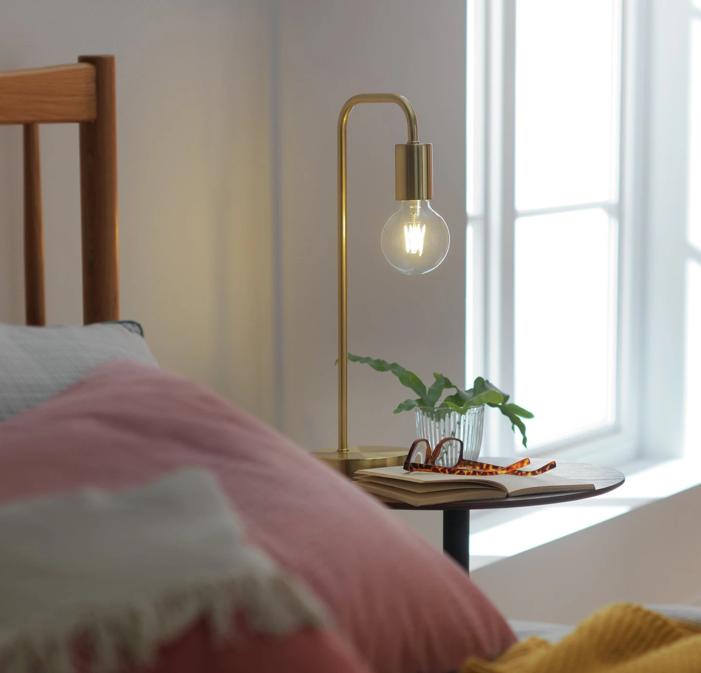 Habitat Rayner Steel LED Table Lamp - Brass - Image 6