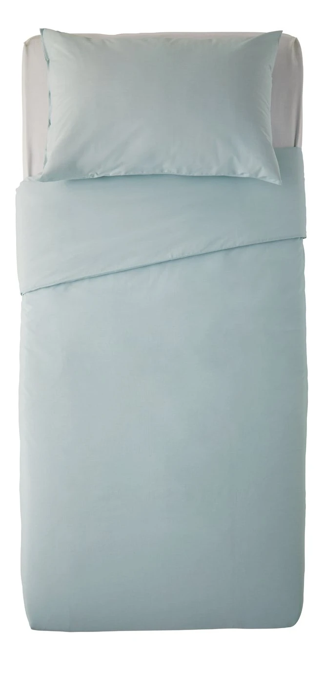 Habitat Cotton Rich Plain Duck Egg Bedding Set - Single - Image 3