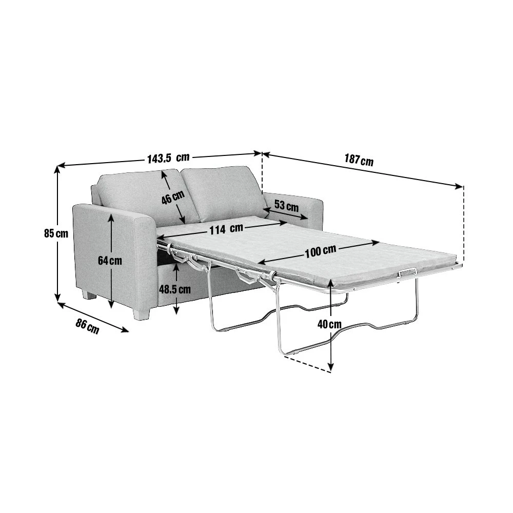 Habitat Apartment 2 Seater Fabric Sofa Bed - Light Grey - Image 5