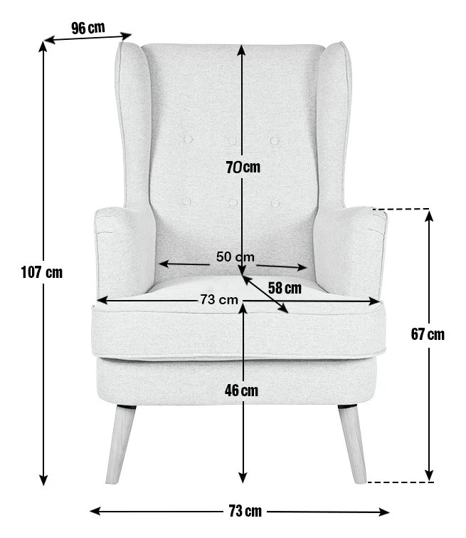 Habitat Callie Fabric Wingback Chair- Light Grey - Image 3